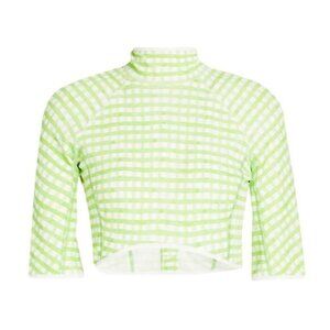 Jacquemus Tuba cropped gingham jersey turtleneck top